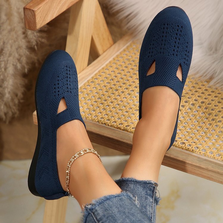 Chaussures à enfiler femme en tricot doux avec soutien orthopédique 2