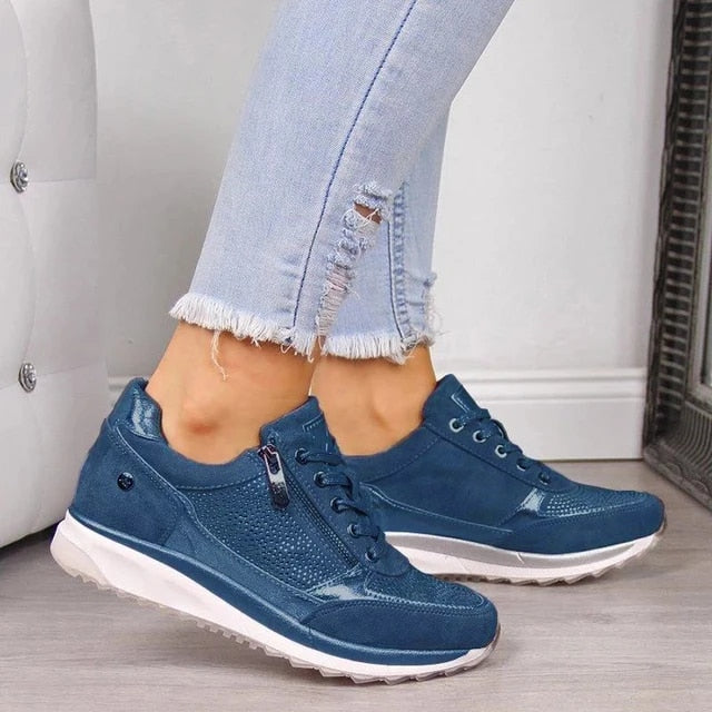 Chaussures de marche femme en cuir synthétique avec soutien plantaire 0