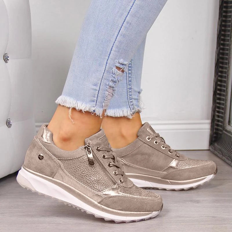 Chaussures de marche femme en cuir synthétique avec soutien plantaire 1