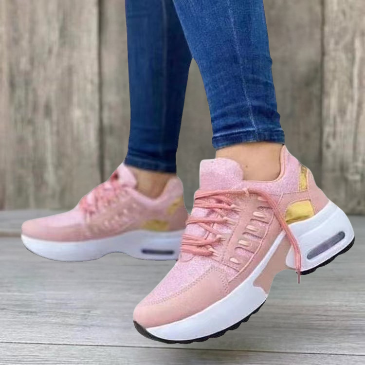 Chaussures de sport orthopédiques femme en mesh respirant avec talon compensé 4