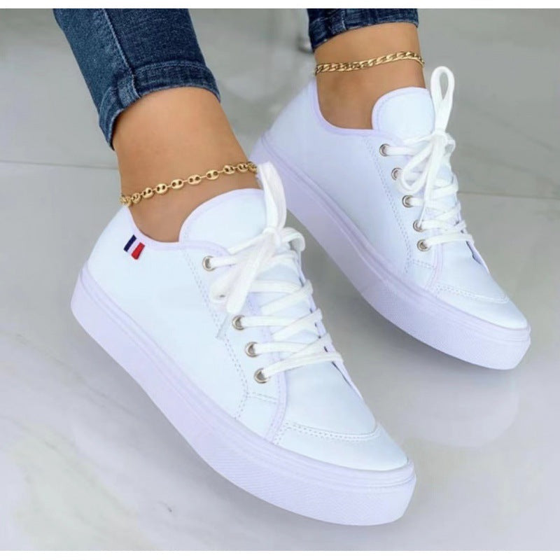 Chaussures femme à lacets en cuir PU avec semelle épaisse 0