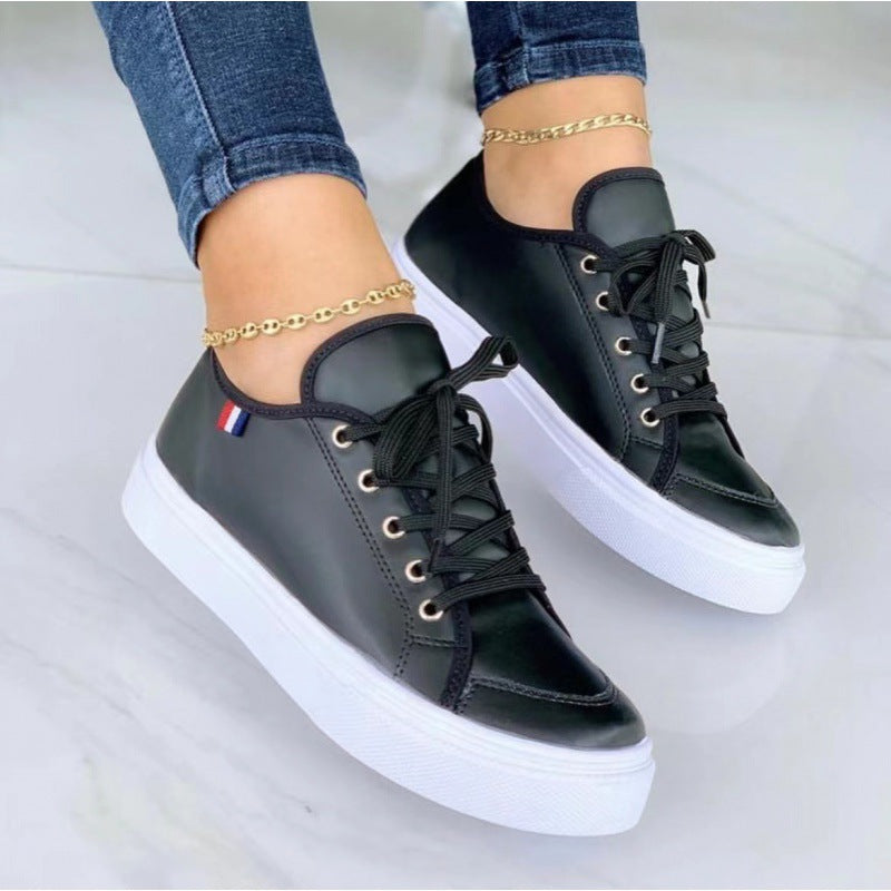 Chaussures femme à lacets en cuir PU avec semelle épaisse 2