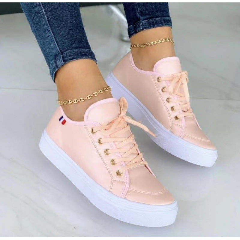 Chaussures femme à lacets en cuir PU avec semelle épaisse 3