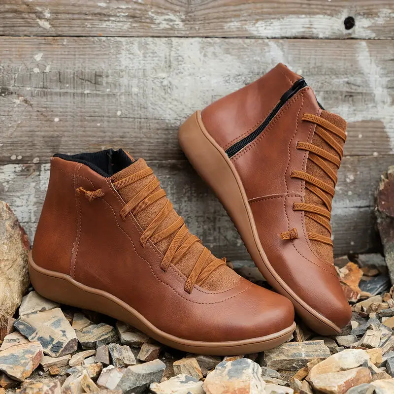 Chaussures orthopédiques en cuir pour femme avec fermeture éclair 0