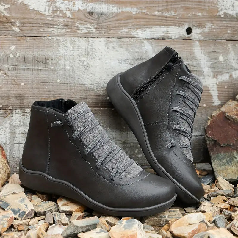Chaussures orthopédiques en cuir pour femme avec fermeture éclair 1