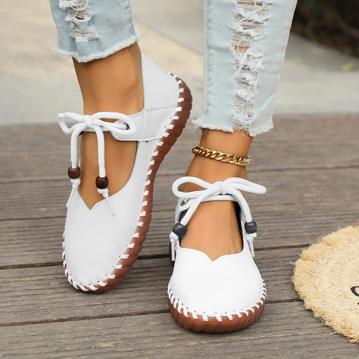Chaussures orthopédiques femme en cuir PU avec lacets 1