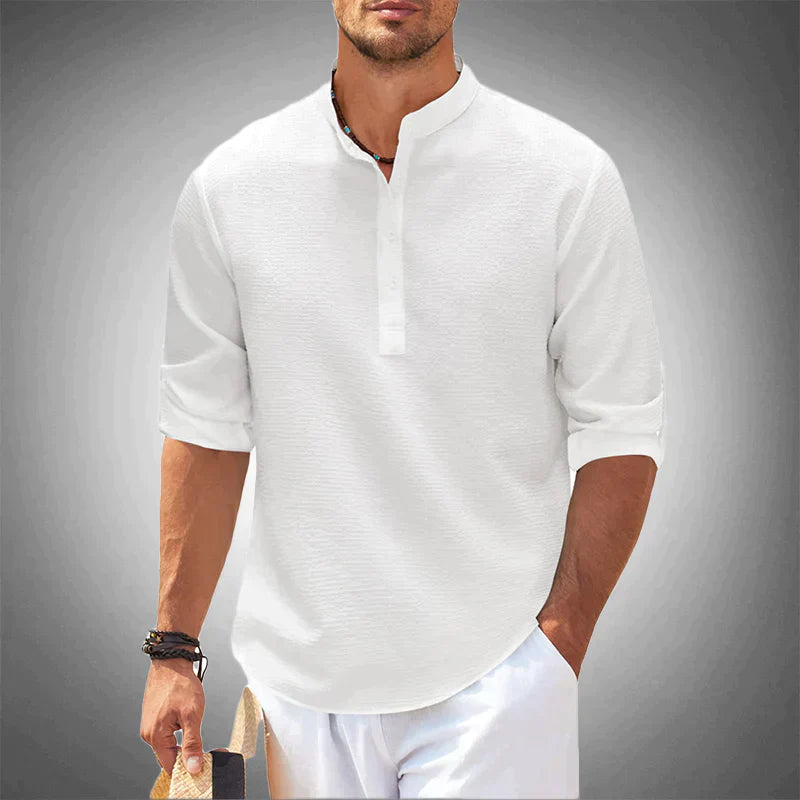 Chemise Henley décontractée en tissu léger pour homme 0