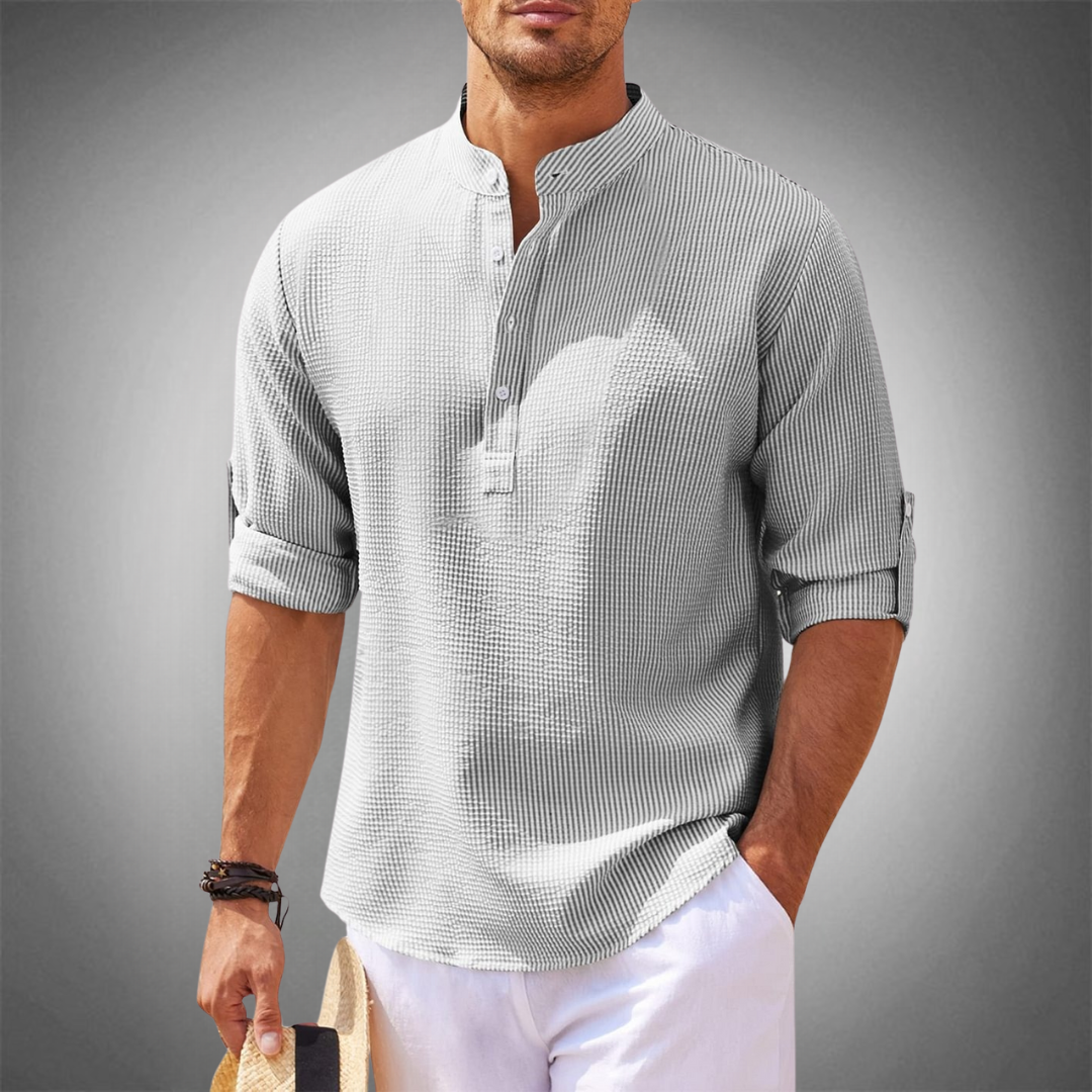 Chemise Henley décontractée en tissu léger pour homme 1