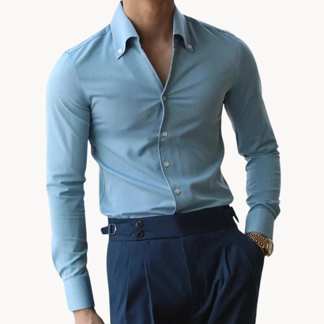 Chemise à boutons homme en coton et bambou, élégante et polyvalente 0