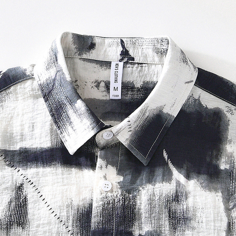 Chemise à manches courtes imprimée en coton pour homme 1