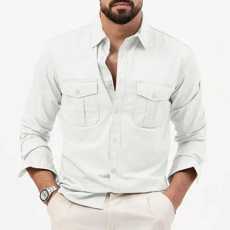 Chemise à manches longues en coton pour homme, élégante et décontractée 0