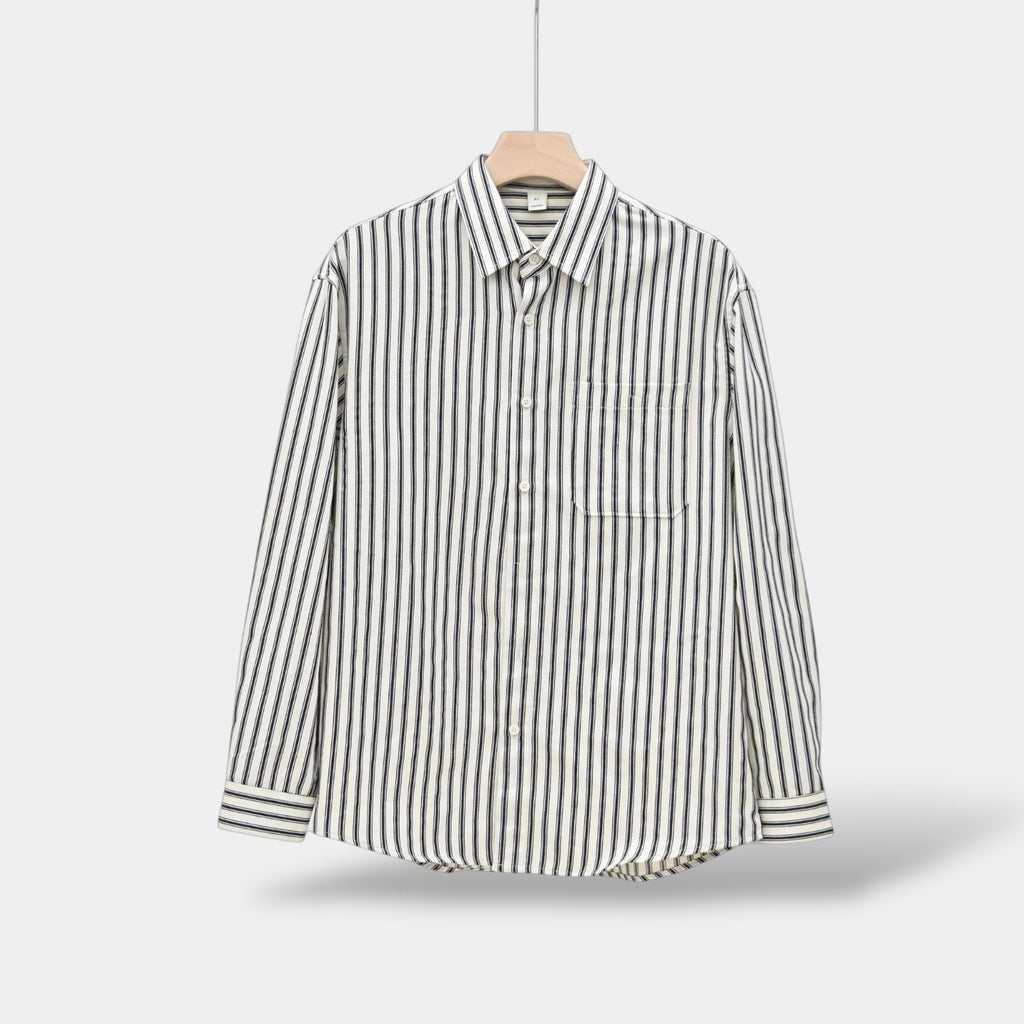Chemise à rayures homme en mélange de tissus, coupe décontractée 0