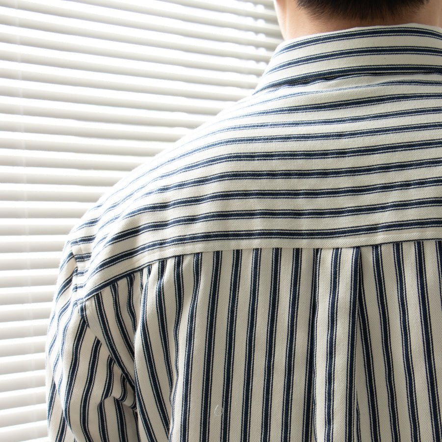 Chemise à rayures homme en mélange de tissus, coupe décontractée 3