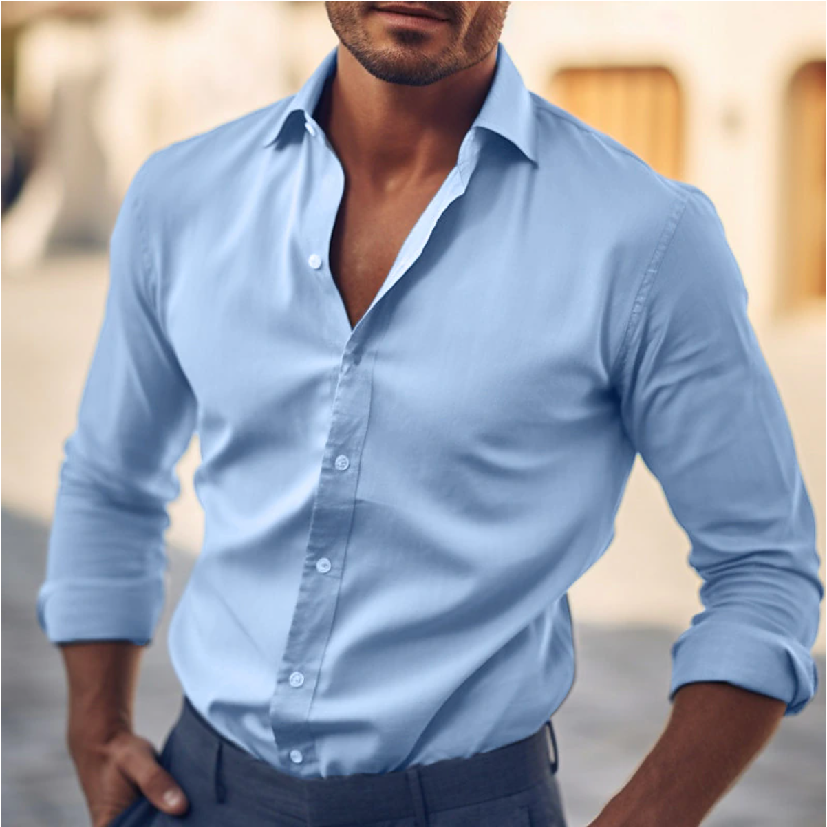 Chemise classique en coton pour homme, élégante et confortable 0