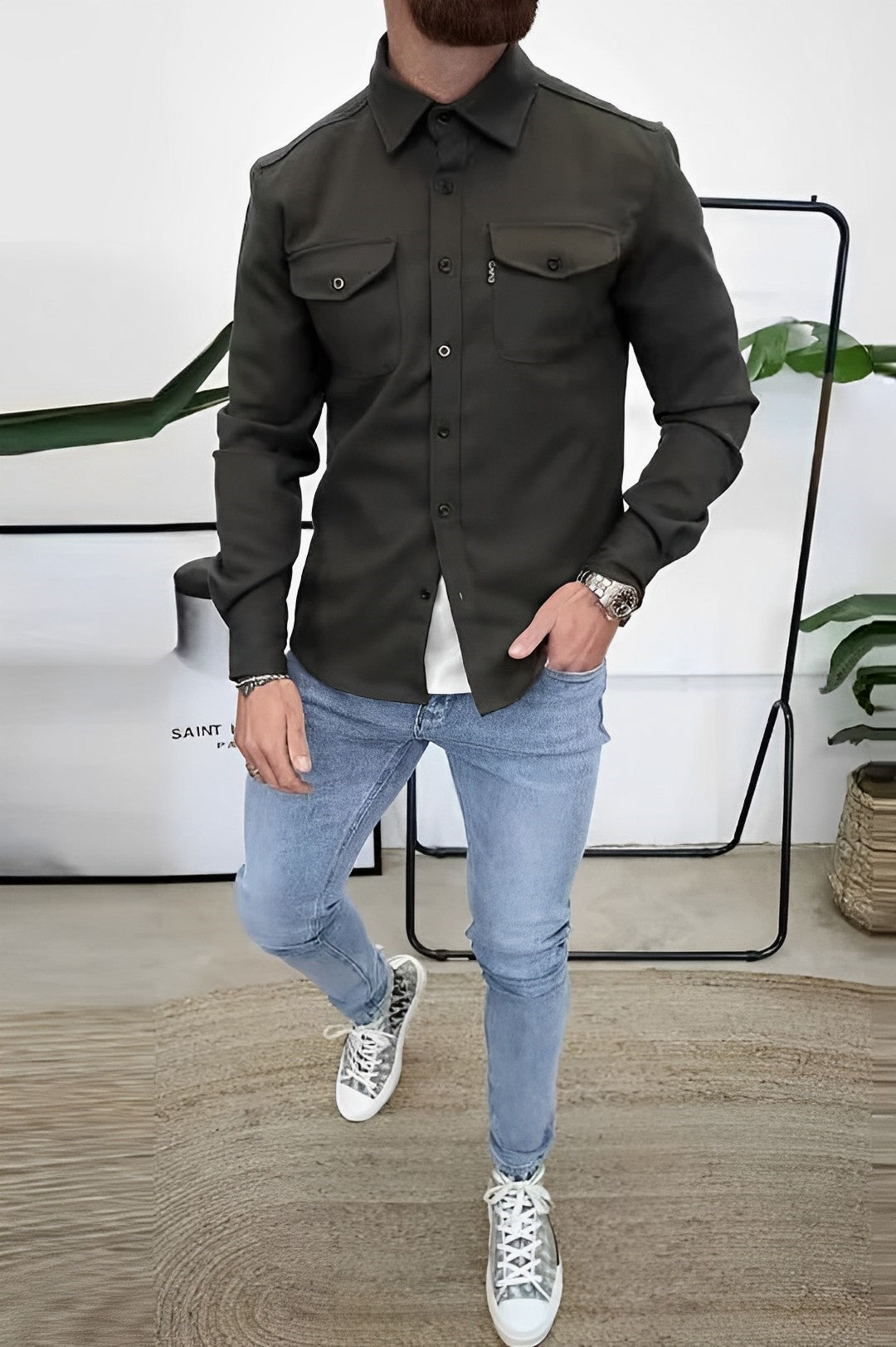 Chemise décontractée en coton doux pour homme 9