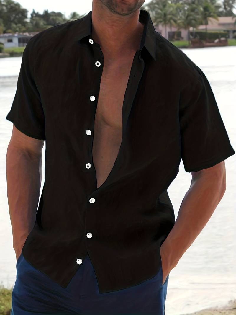 Chemise décontractée en coton manche courte homme 1