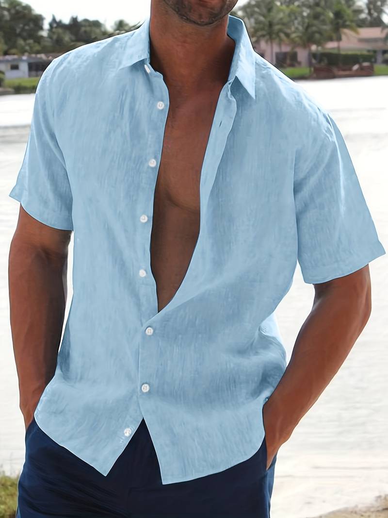 Chemise décontractée en coton manche courte homme 8