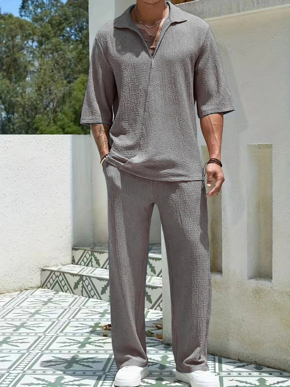 Chemise décontractée en coton pour homme à manches courtes 3