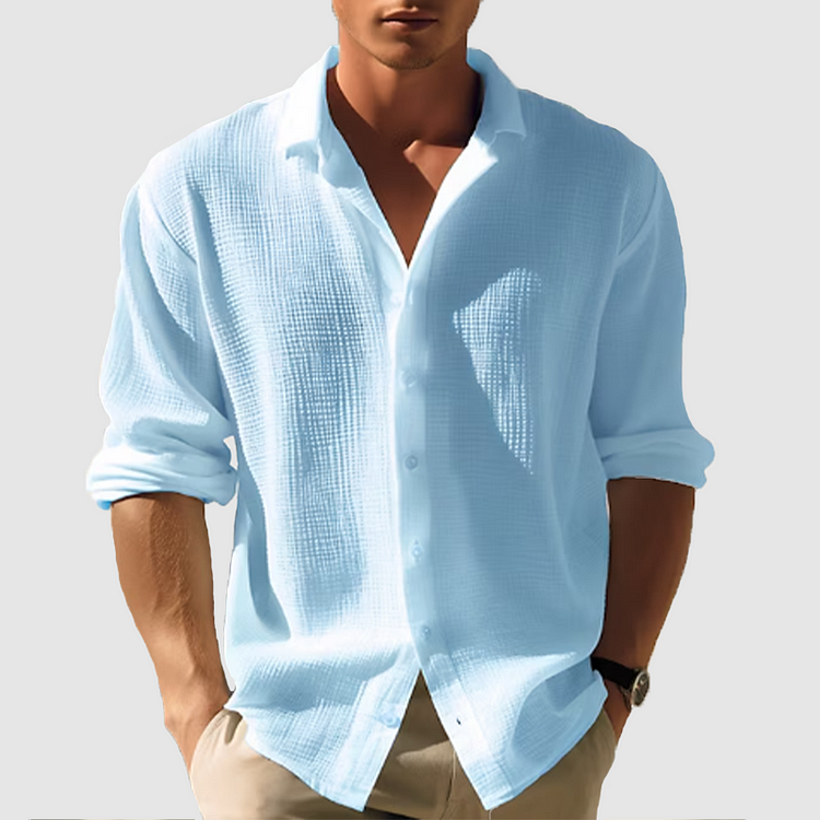 Chemise décontractée en coton pour homme avec col boutonné 0