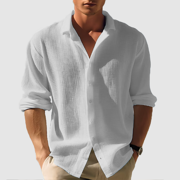Chemise décontractée en coton pour homme avec col boutonné 4