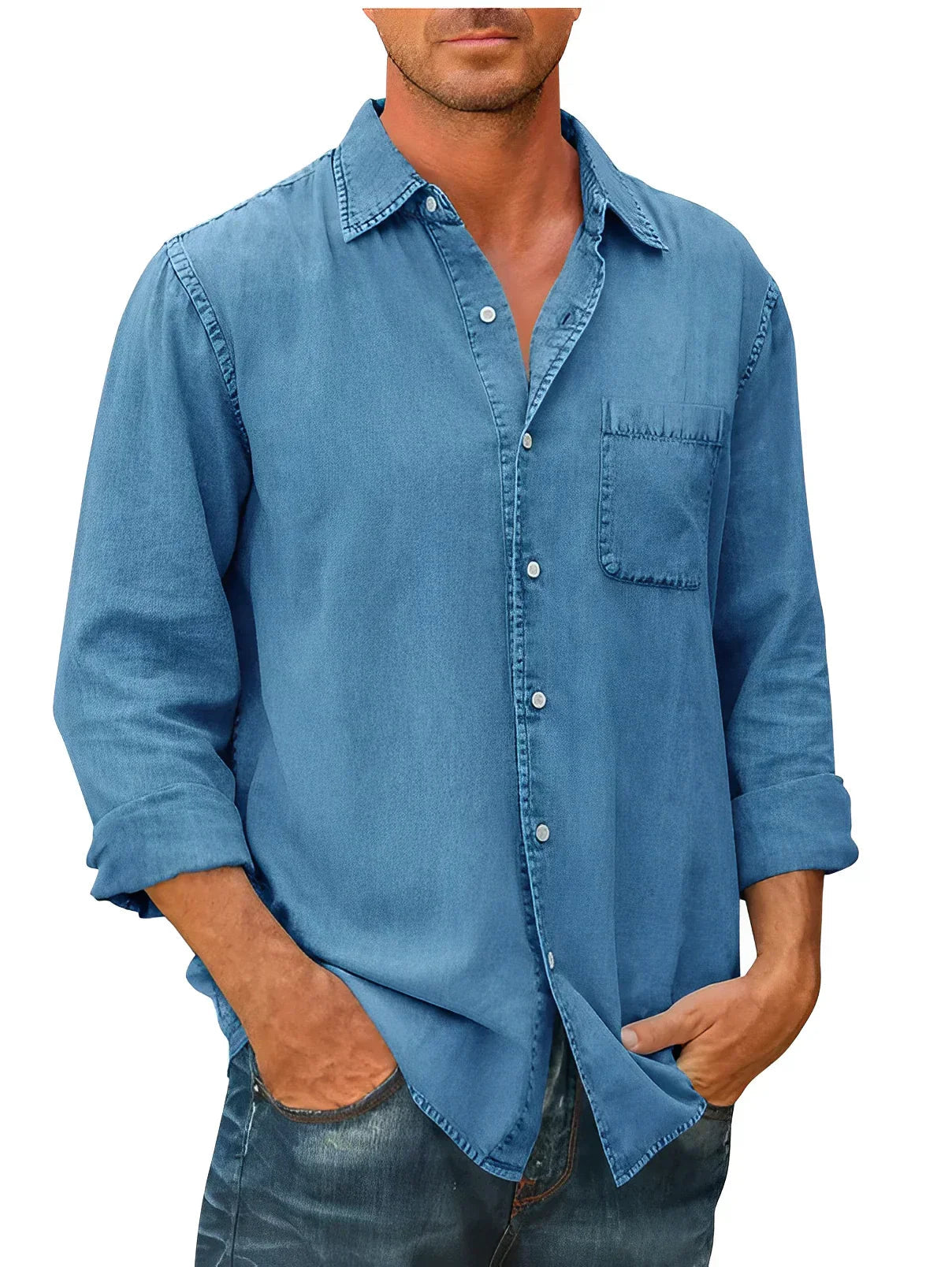 Chemise décontractée en coton pour homme avec col boutonné 6