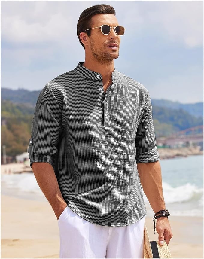 Chemise décontractée en coton pour homme coupe moderne 1