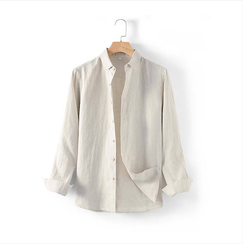 Chemise en coton homme à manches longues avec col classique 0
