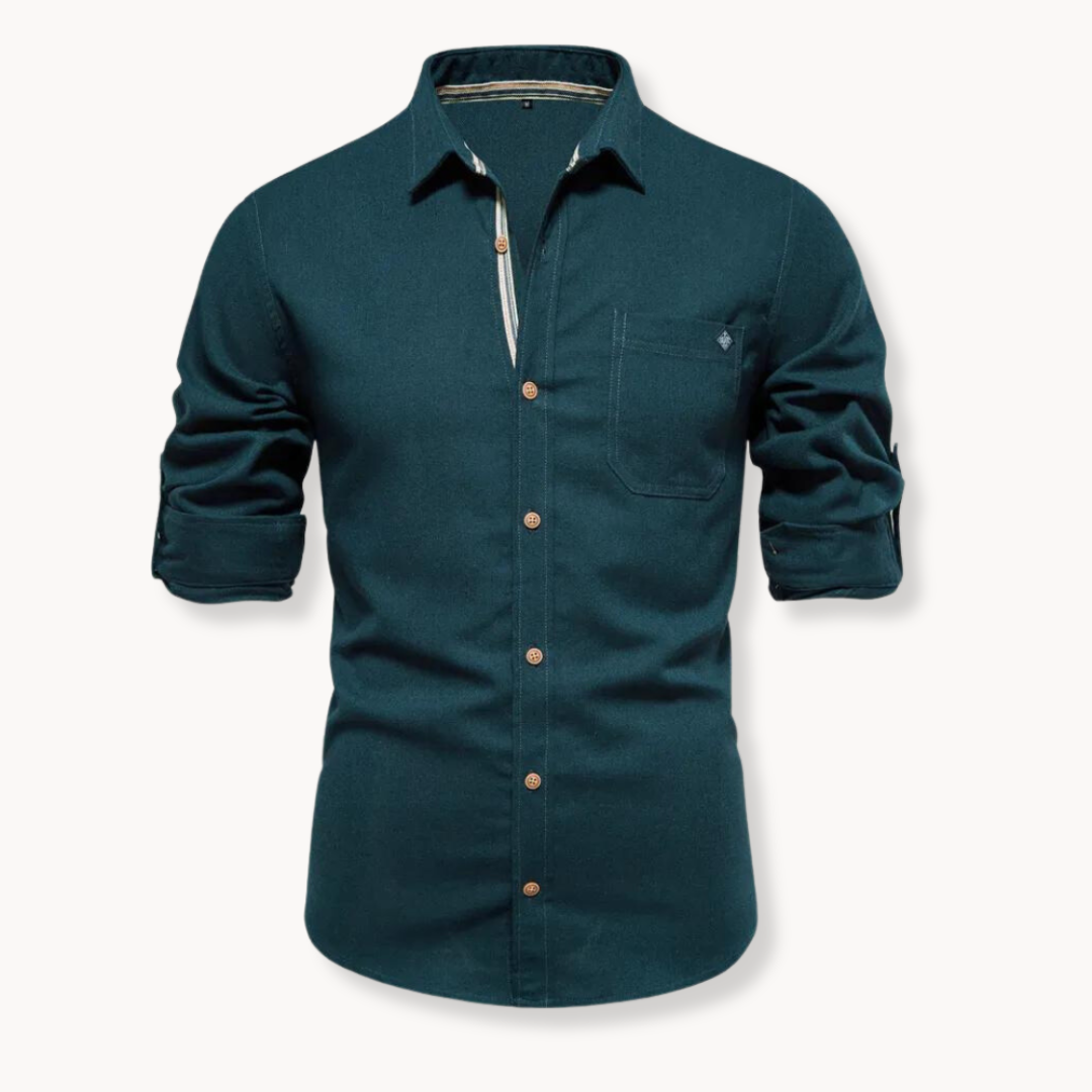 Chemise en coton homme à manches longues élégante 0