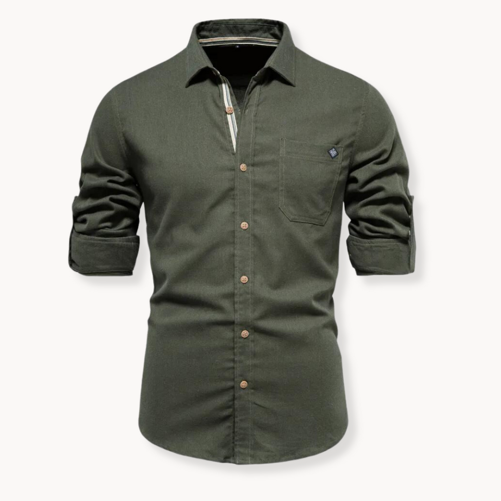 Chemise en coton homme à manches longues élégante 2