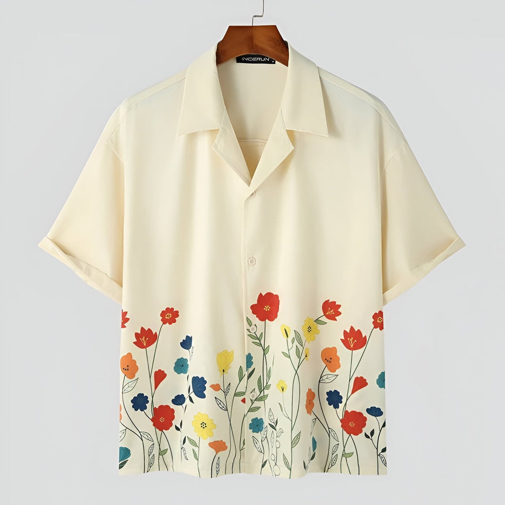 Chemise en coton homme à motif unique, col button-down 0