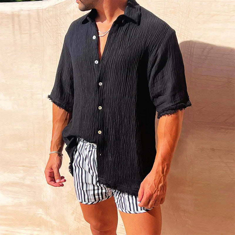 Chemise en coton homme déchirée au style tendance 1