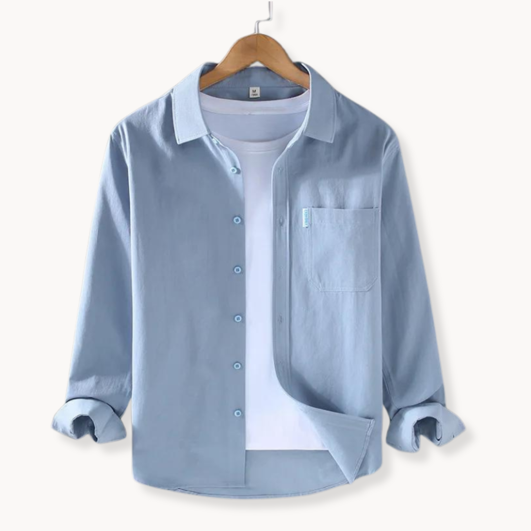 Chemise en coton homme élégante à manches longues 0