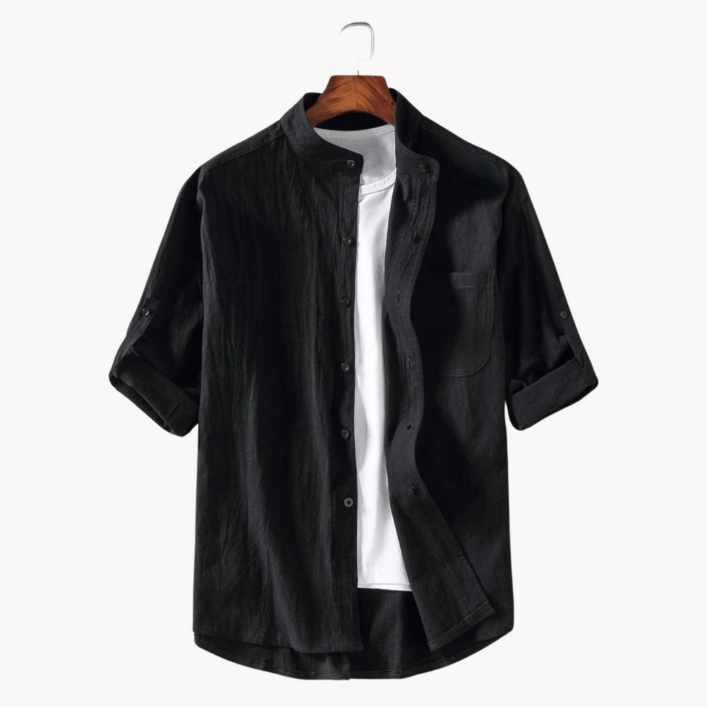 Chemise en coton homme élégante avec col mandarin 0