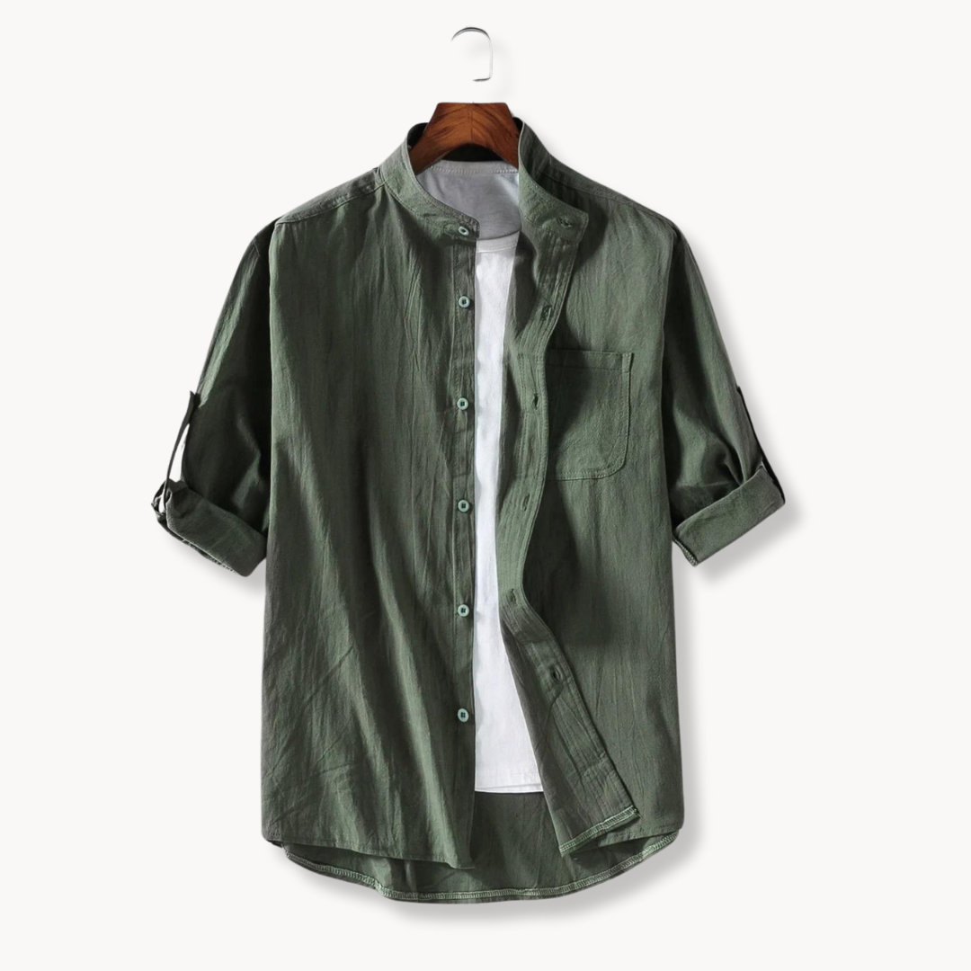 Chemise en coton homme élégante avec col mandarin 1