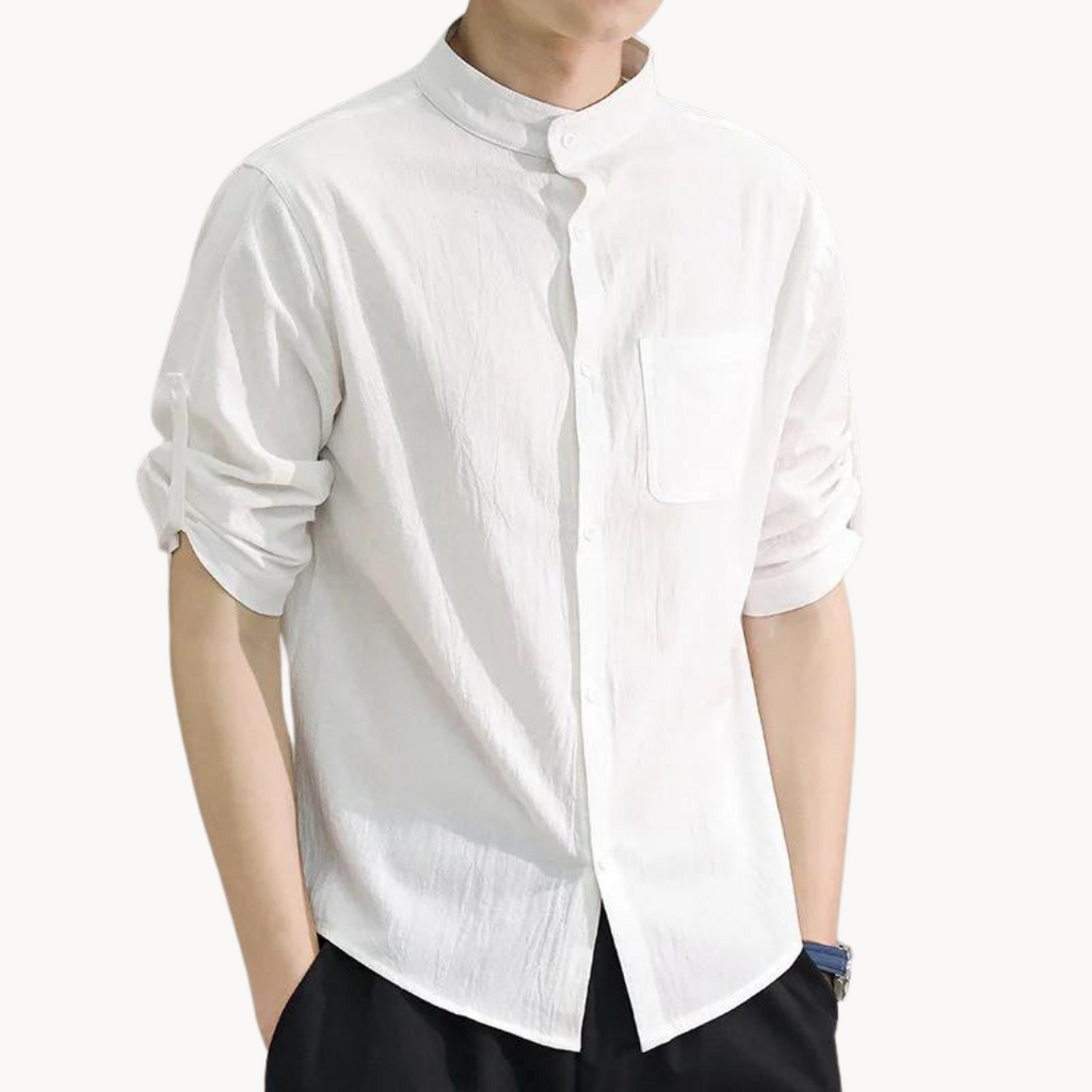 Chemise en coton homme élégante avec col mandarin 2
