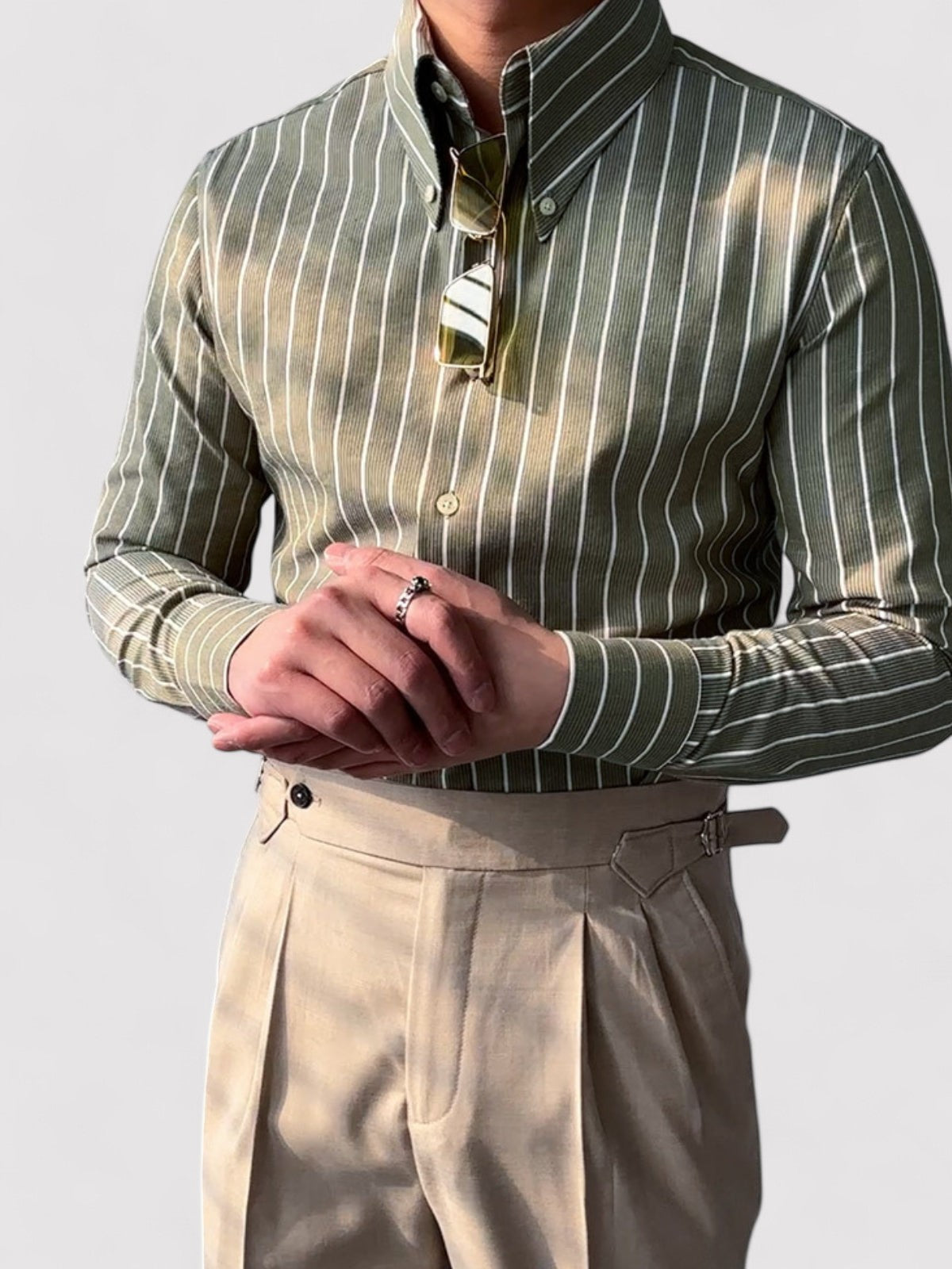 Chemise en coton homme slim à rayures 0