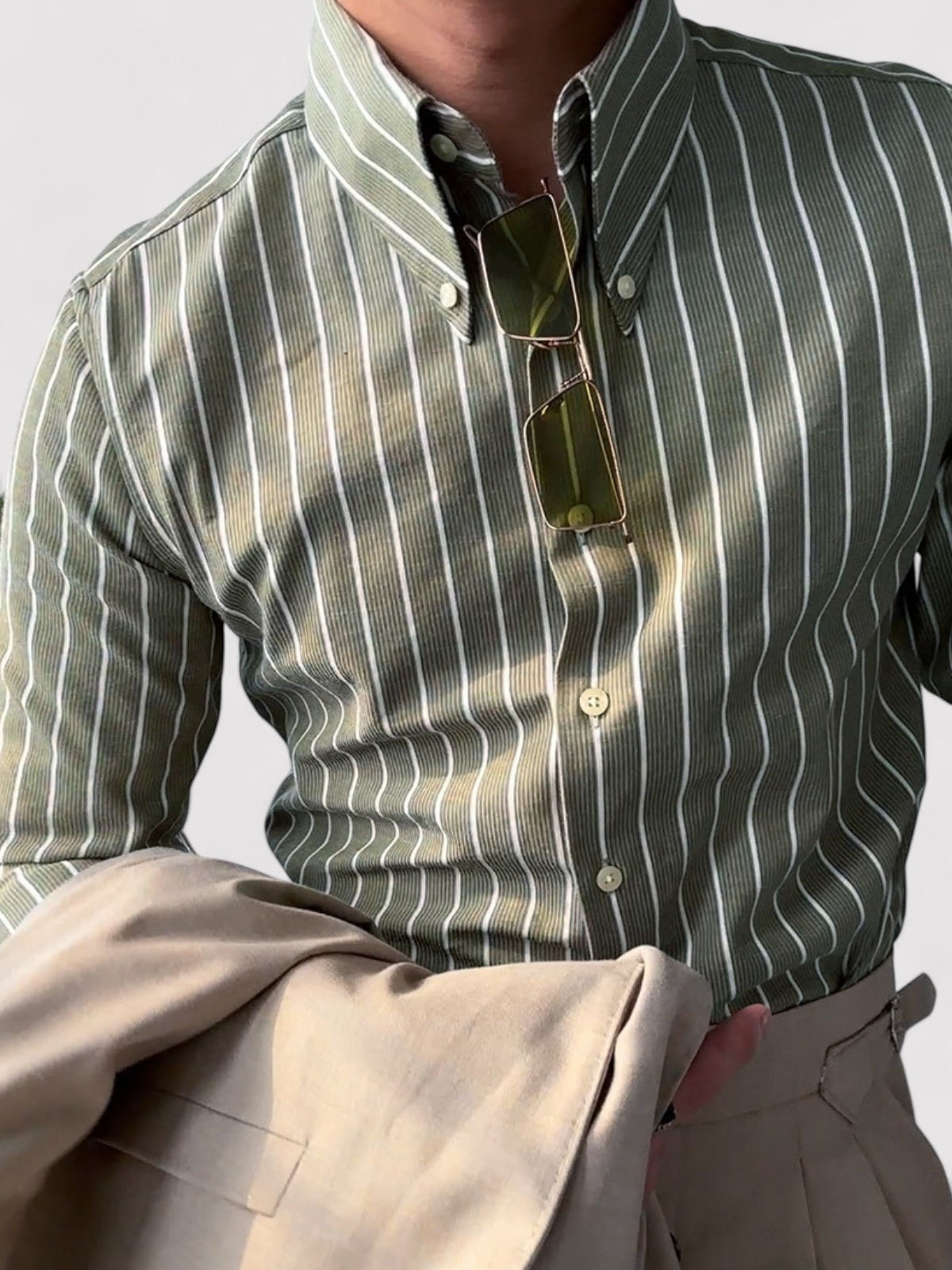 Chemise en coton homme slim à rayures 1