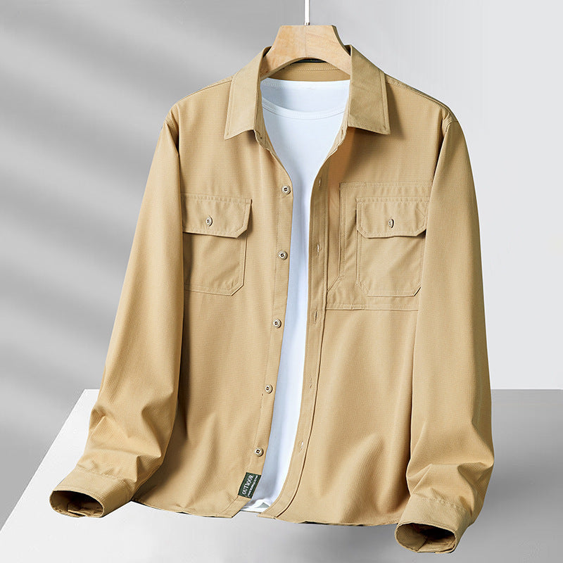 Chemise en coton léger homme à manches longues avec poches utilitaires 0