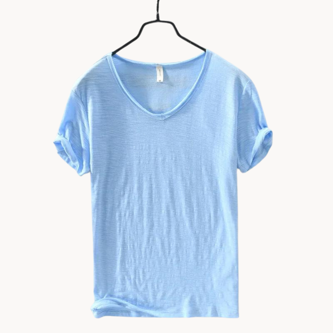 Chemise en coton premium homme à col en V 1