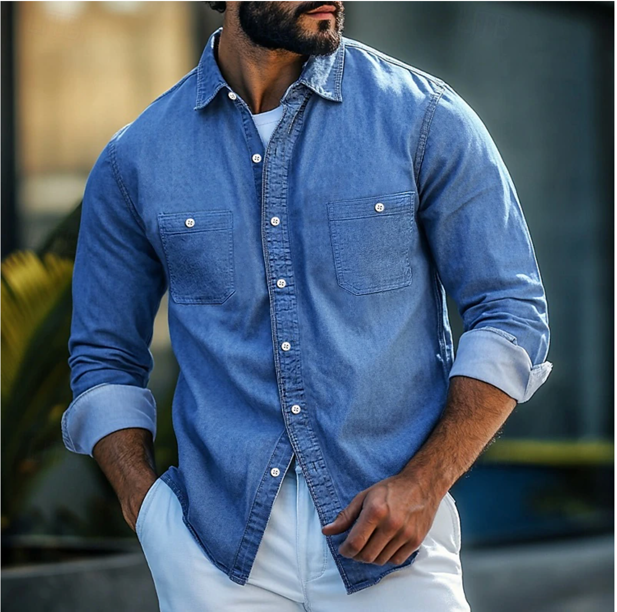 Chemise en denim homme à coupe régulière 1