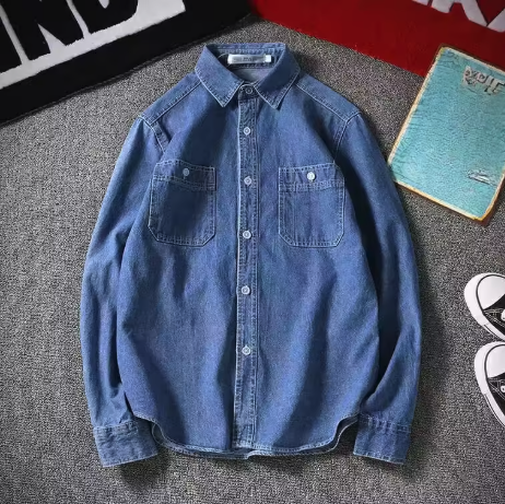 Chemise en denim homme casual avec col classique 0