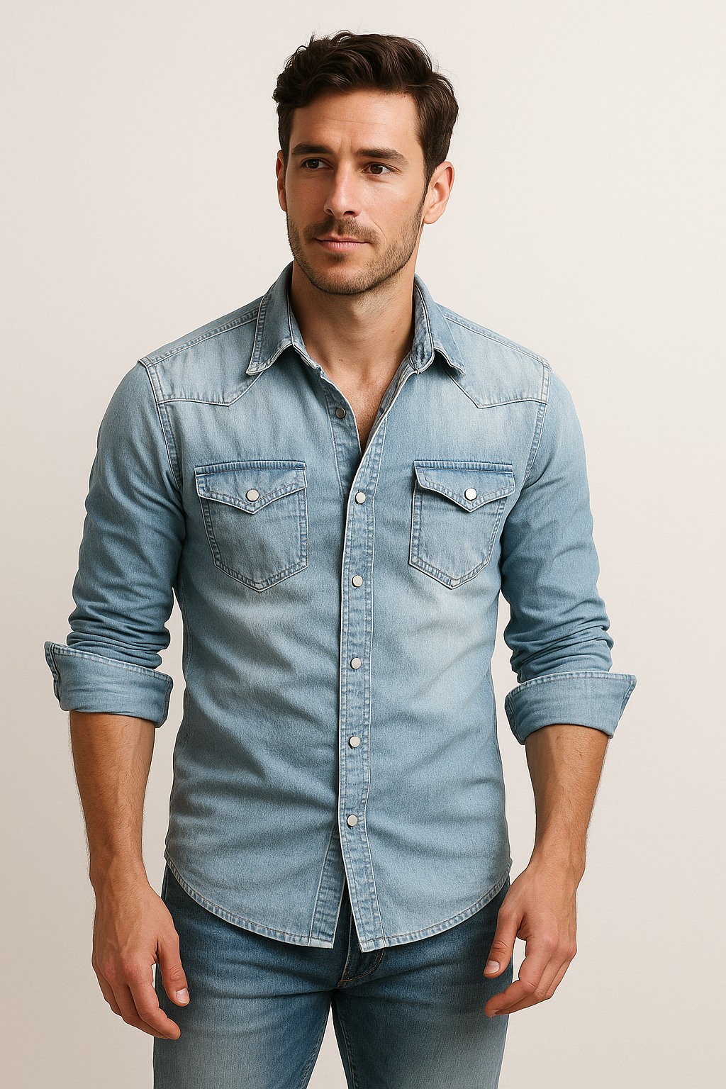 Chemise en denim homme décontractée et élégante 0