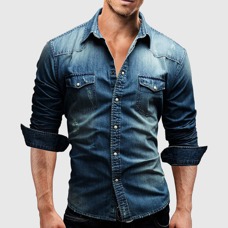 Chemise en denim homme style vintage décontracté 1