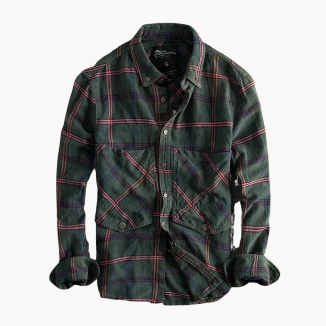 Chemise en flanelle à carreaux pour homme en coton doux 0