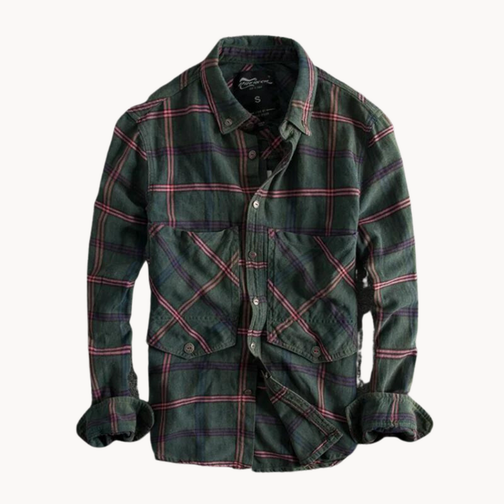 Chemise en flanelle à carreaux pour homme en coton doux 1