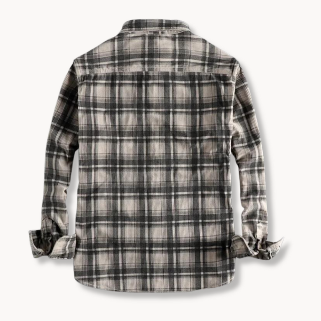 Chemise en flanelle corduroy à carreaux pour homme, coupe décontractée 2