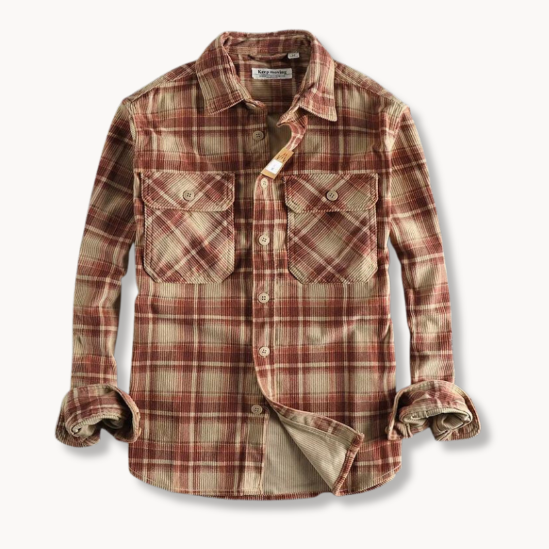 Chemise en flanelle corduroy à carreaux pour homme, coupe décontractée 5