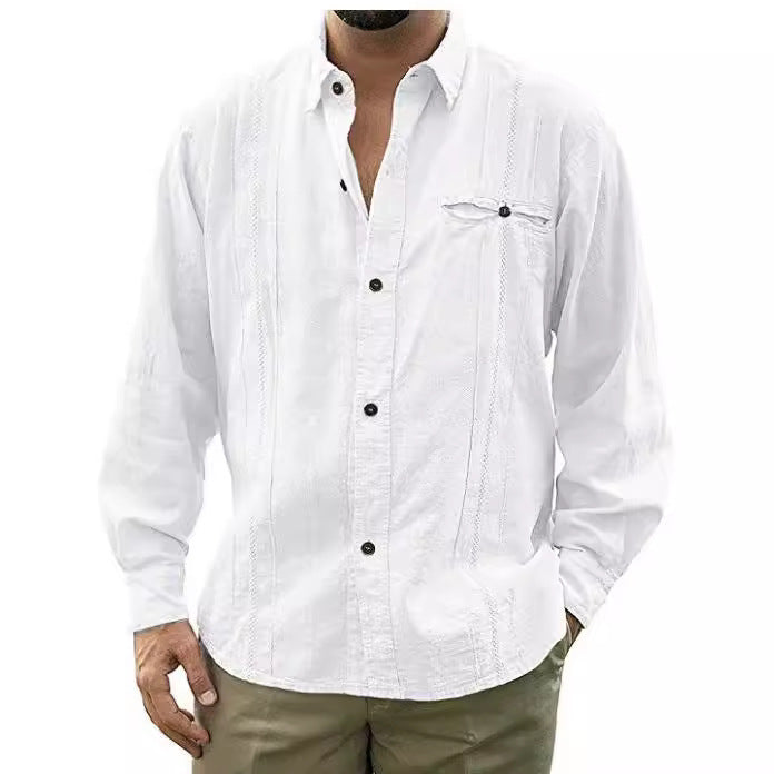 Chemise en lin homme à coupe décontractée 0