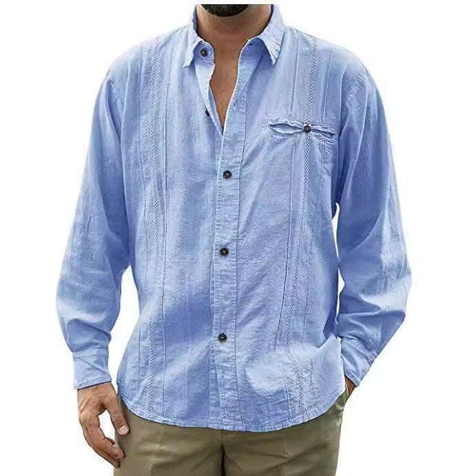 Chemise en lin homme à coupe décontractée 1