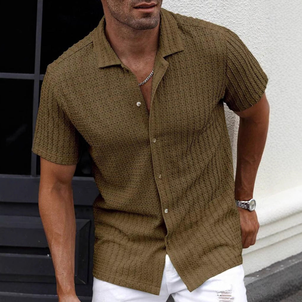 Chemise en lin homme à manches courtes, coupe ajustée 1